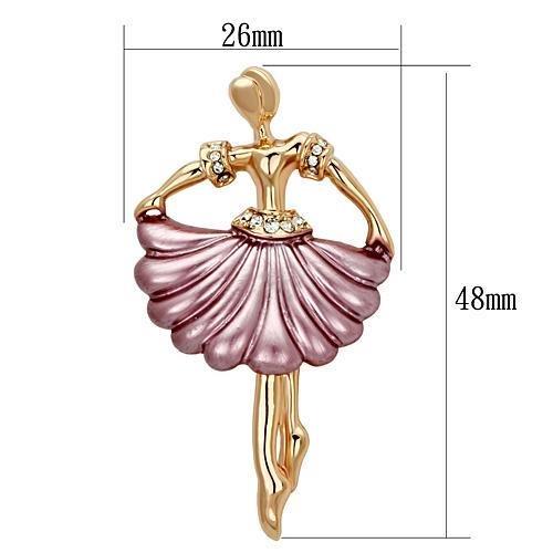 LO2780 - Flash Rose Gold White Metal Brooches with Top Grade Crystal  in Clear-1