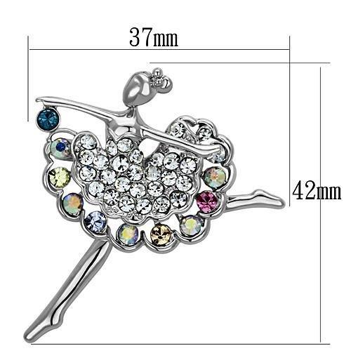 LO2781 - Imitation Rhodium White Metal Brooches with Top Grade Crystal  in Multi Color-1