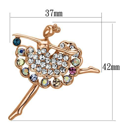 LO2782 - Flash Rose Gold White Metal Brooches with Top Grade Crystal  in Multi Color-1