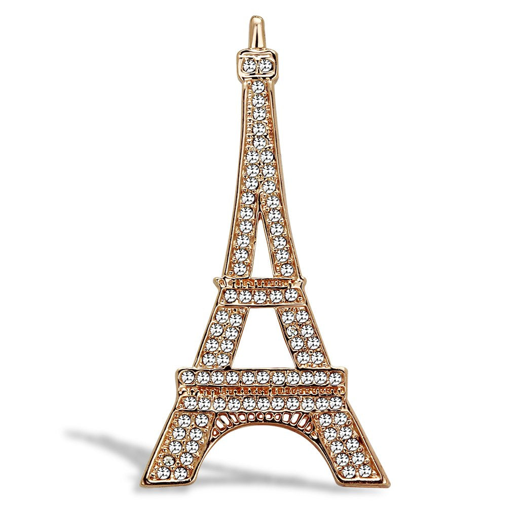 LO2785 - Flash Rose Gold White Metal Brooches with Top Grade Crystal  in Clear-0
