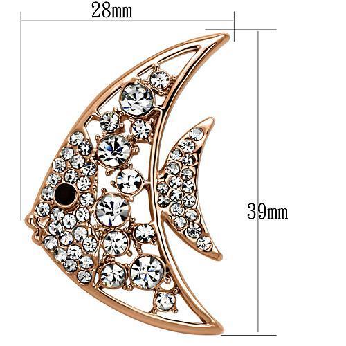 LO2787 - Flash Rose Gold White Metal Brooches with Top Grade Crystal  in Clear-1