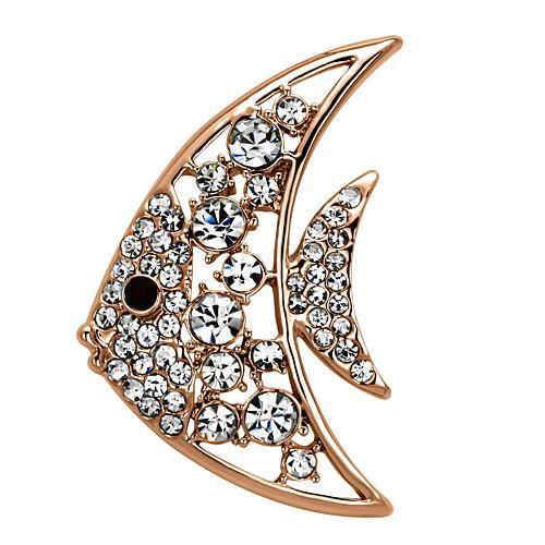 LO2787 - Flash Rose Gold White Metal Brooches with Top Grade Crystal  in Clear-0