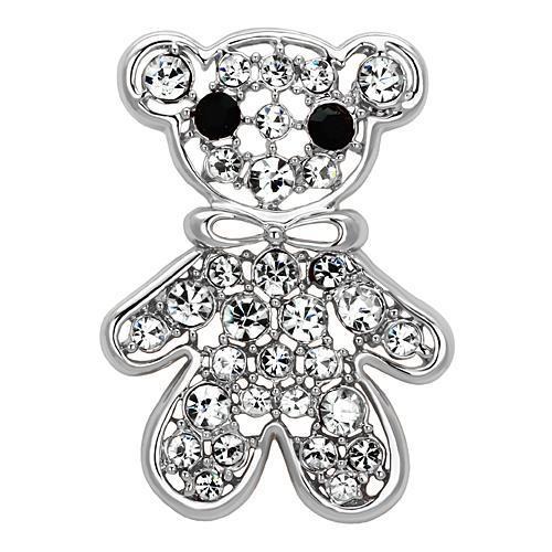 LO2791 - Imitation Rhodium White Metal Brooches with Top Grade Crystal  in Clear-0