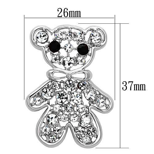 LO2791 - Imitation Rhodium White Metal Brooches with Top Grade Crystal  in Clear-1