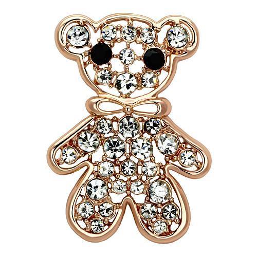 LO2792 - Flash Rose Gold White Metal Brooches with Top Grade Crystal  in Clear-0