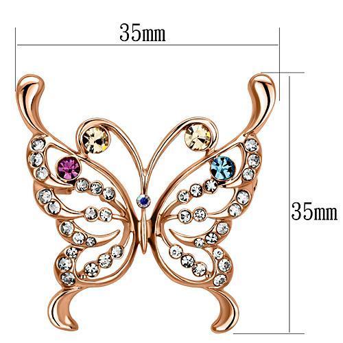 LO2794 - Flash Rose Gold White Metal Brooches with Top Grade Crystal  in Multi Color-1