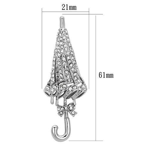 LO2795 - Imitation Rhodium White Metal Brooches with Top Grade Crystal  in Clear-1
