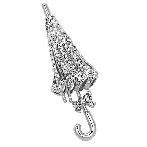 LO2795 - Imitation Rhodium White Metal Brooches with Top Grade Crystal  in Clear-0