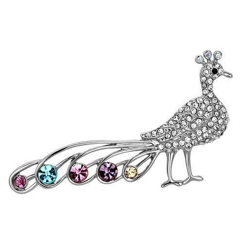 LO2797 - Imitation Rhodium White Metal Brooches with Top Grade Crystal  in Multi Color-0