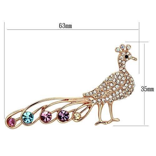 LO2798 - Flash Rose Gold White Metal Brooches with Top Grade Crystal  in Multi Color-1