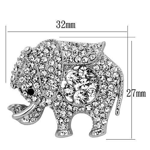 LO2803 - Imitation Rhodium White Metal Brooches with Top Grade Crystal  in Clear-1