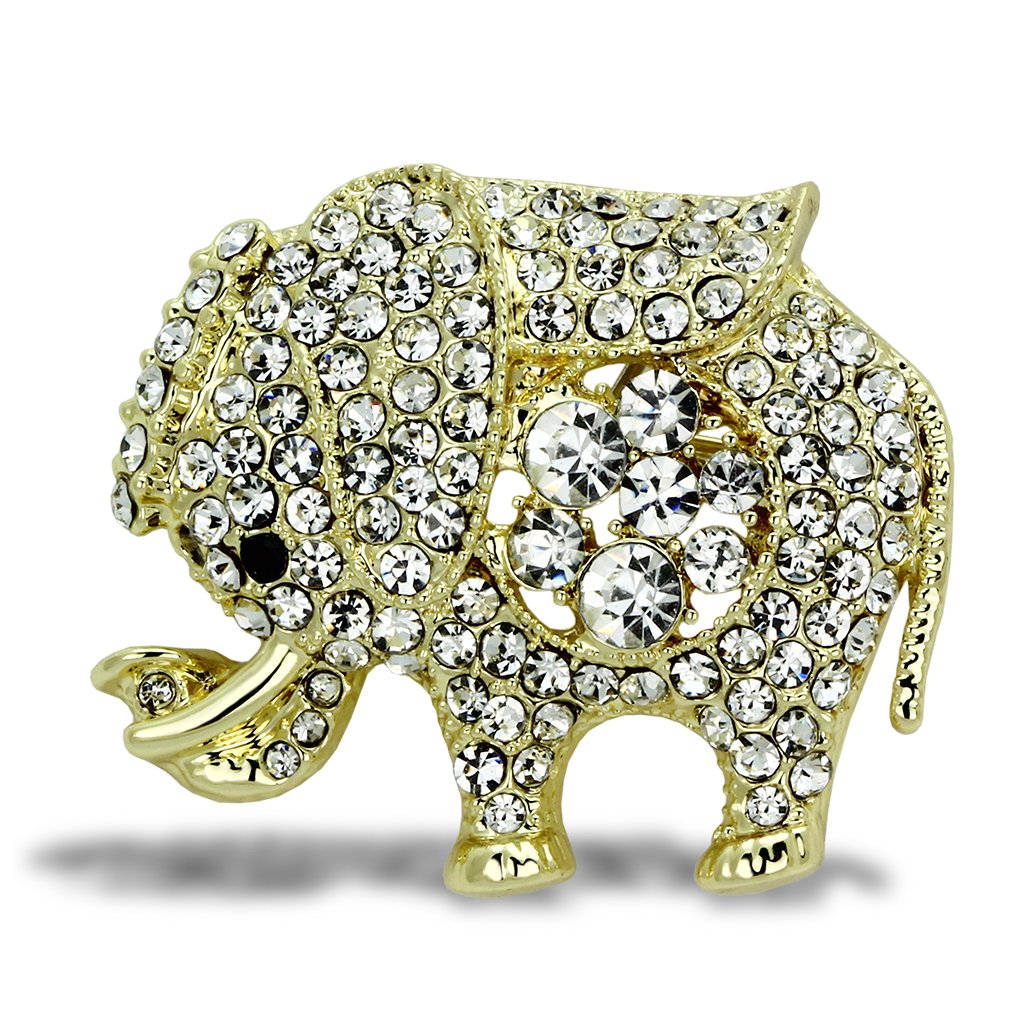 LO2804 - Flash Gold White Metal Brooches with Top Grade Crystal  in Clear-0