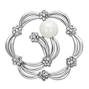 LO2809 - Imitation Rhodium White Metal Brooches with Synthetic Pearl in White-0