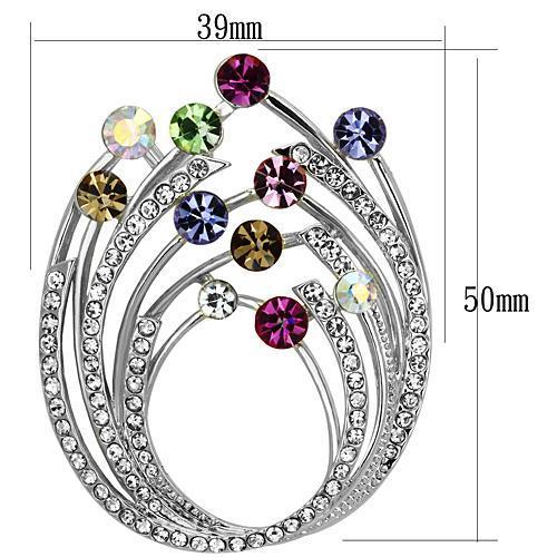LO2811 - Imitation Rhodium White Metal Brooches with Top Grade Crystal  in Multi Color-1