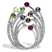 LO2811 - Imitation Rhodium White Metal Brooches with Top Grade Crystal  in Multi Color-0