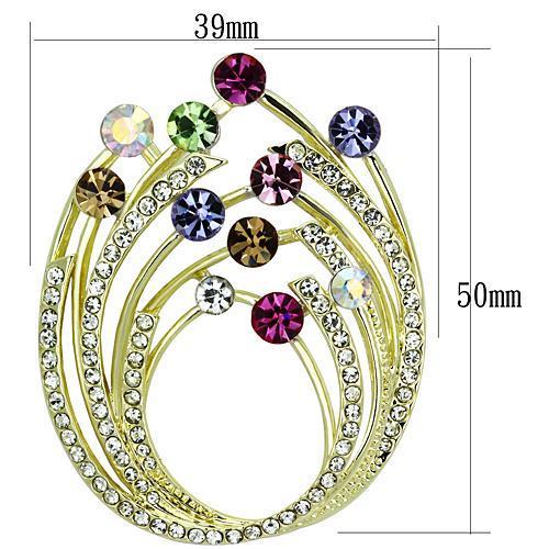 LO2812 - Flash Gold White Metal Brooches with Top Grade Crystal  in Multi Color-1