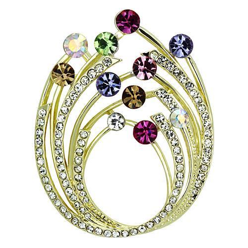 LO2812 - Flash Gold White Metal Brooches with Top Grade Crystal  in Multi Color-0