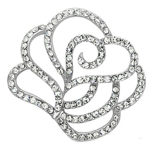 LO2813 - Imitation Rhodium White Metal Brooches with Top Grade Crystal  in Clear-0