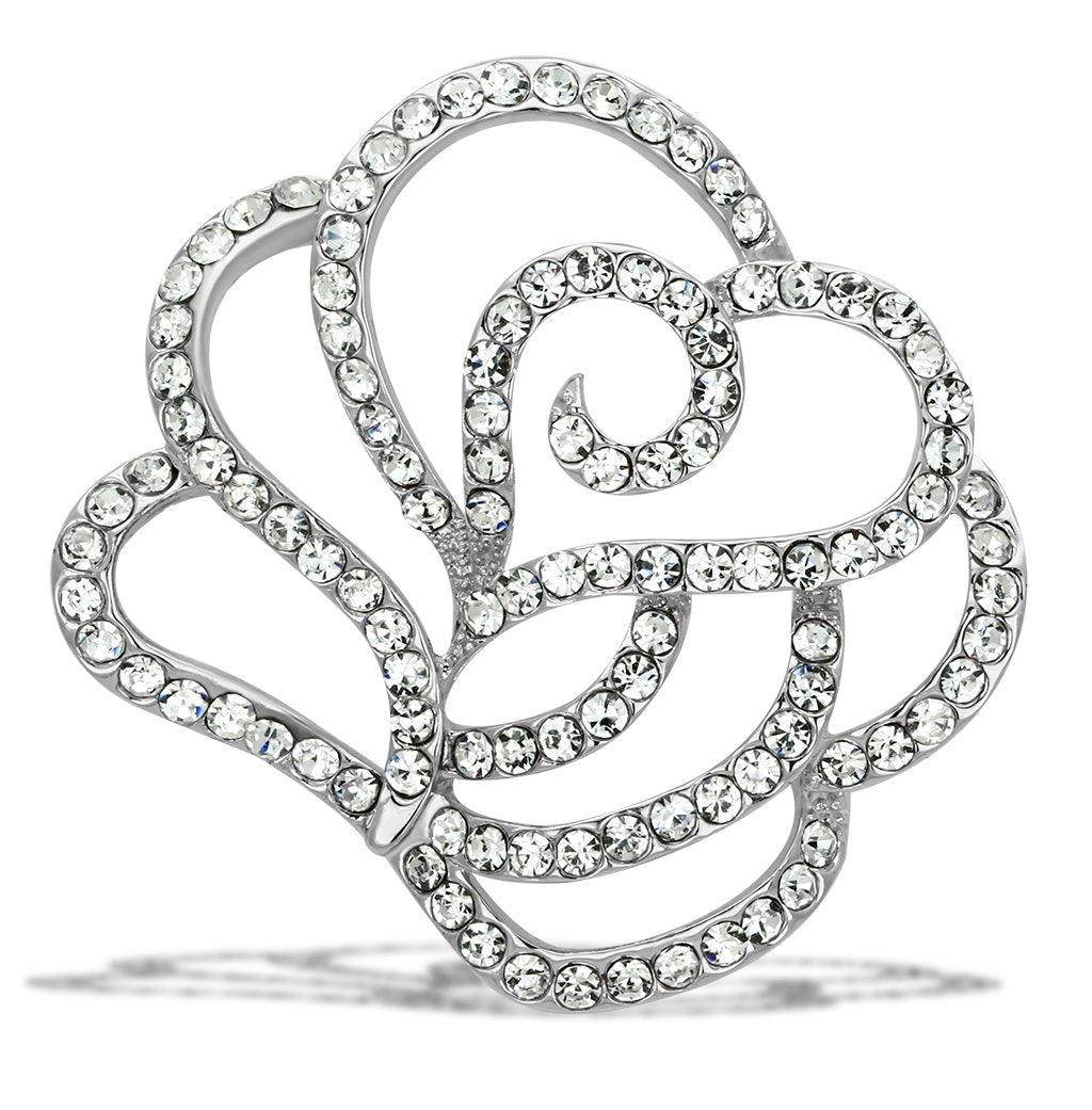 LO2814 - Flash Gold White Metal Brooches with Top Grade Crystal  in Clear-0