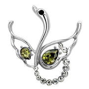 LO2815 - Imitation Rhodium White Metal Brooches with Top Grade Crystal  in Olivine color-0