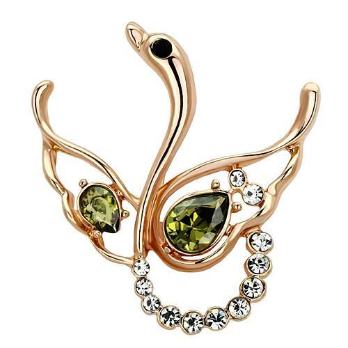 LO2816 - Flash Gold White Metal Brooches with Top Grade Crystal  in Olivine color-0