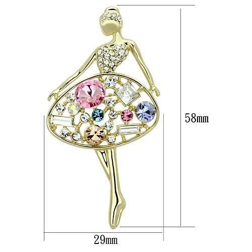 LO2817 - Flash Gold White Metal Brooches with Top Grade Crystal  in Multi Color-1