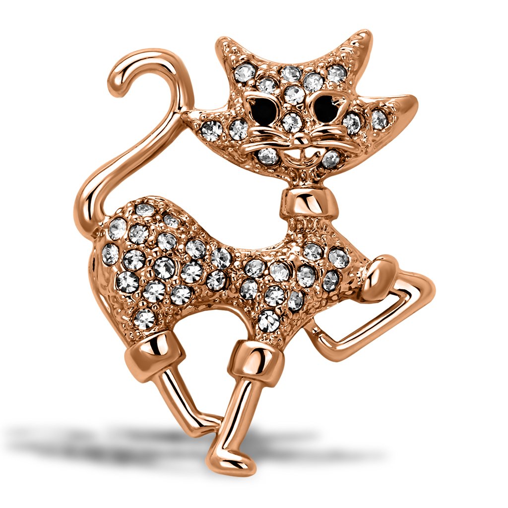 LO2819 - Imitation Rhodium White Metal Brooches with Top Grade Crystal  in Clear-0