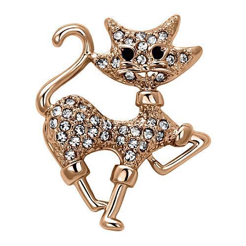 LO2820 - Flash Rose Gold White Metal Brooches with Top Grade Crystal  in Clear-0