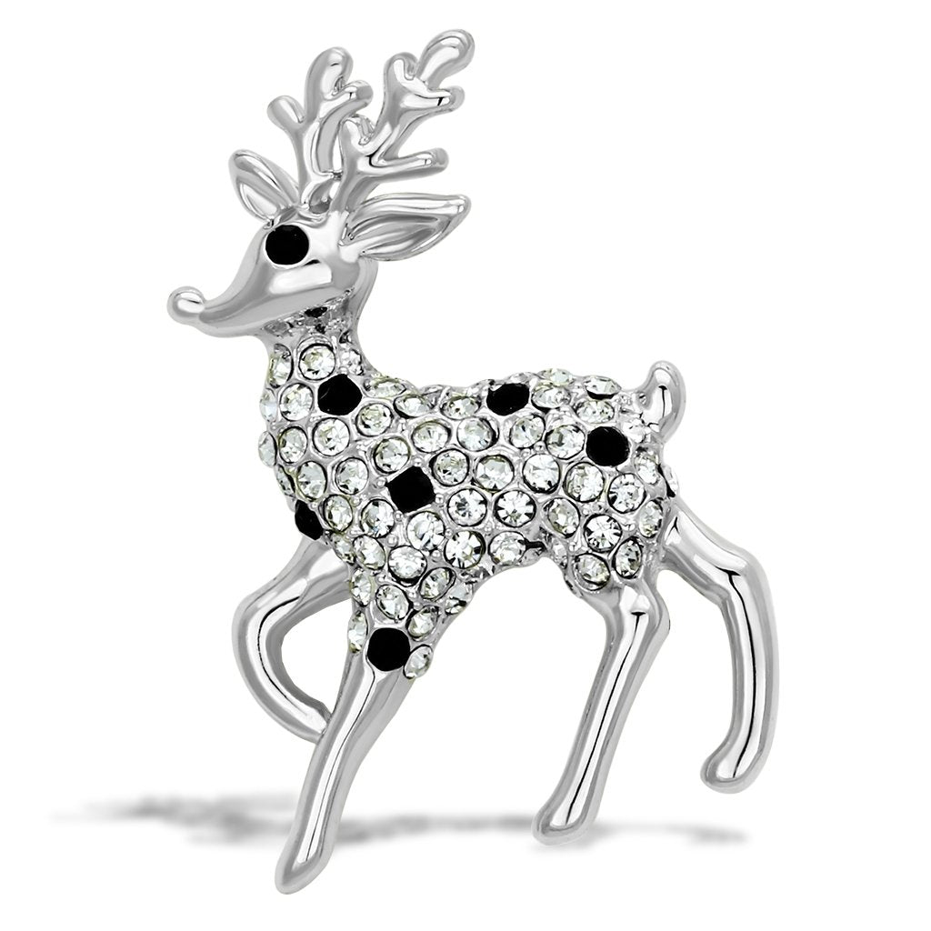 LO2822 - Flash Gold White Metal Brooches with Top Grade Crystal  in Jet-0