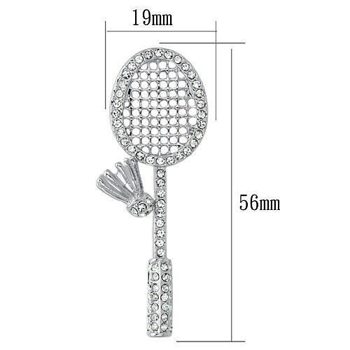 LO2823 - Imitation Rhodium White Metal Brooches with Top Grade Crystal  in Clear-1