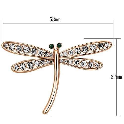 LO2826 - Flash Rose Gold White Metal Brooches with Top Grade Crystal  in Clear-1