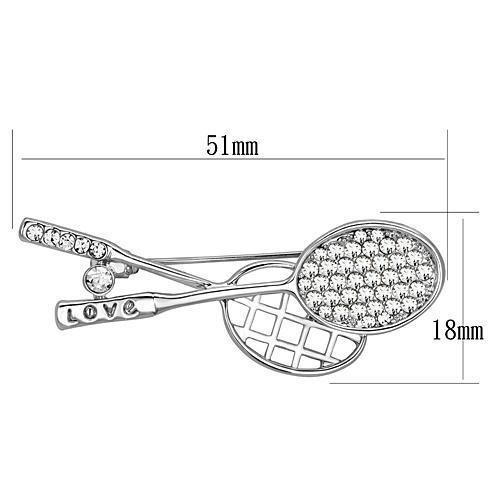 LO2827 - Imitation Rhodium White Metal Brooches with Top Grade Crystal  in Clear-1