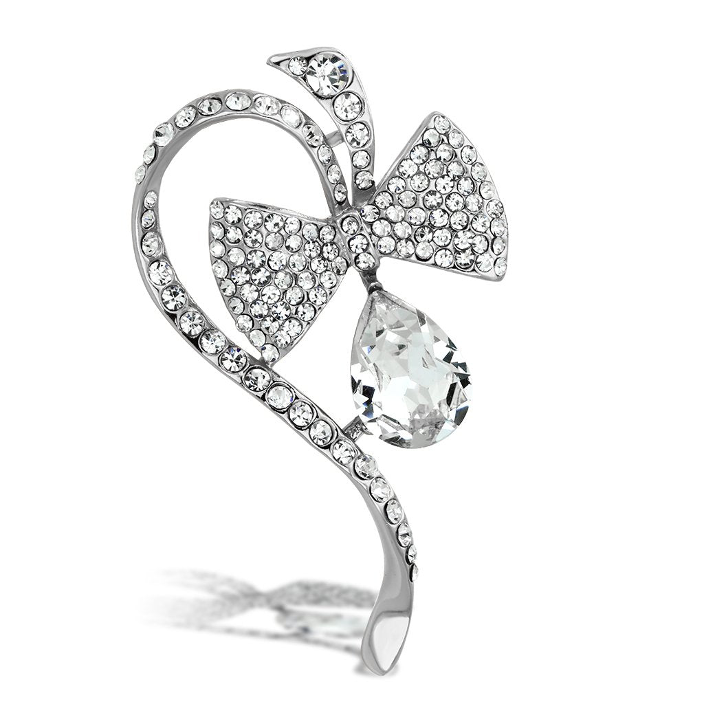 LO2832 - Flash Rose Gold White Metal Brooches with Synthetic Synthetic Glass in Clear-0