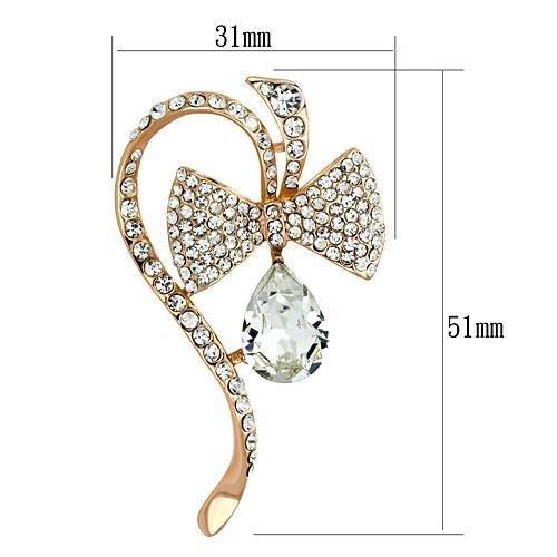 LO2832 - Flash Rose Gold White Metal Brooches with Synthetic Synthetic Glass in Clear-1