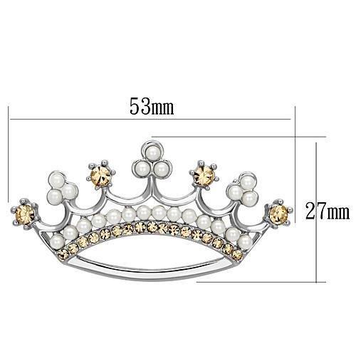 LO2838 - Imitation Rhodium White Metal Brooches with Synthetic Pearl in White-1