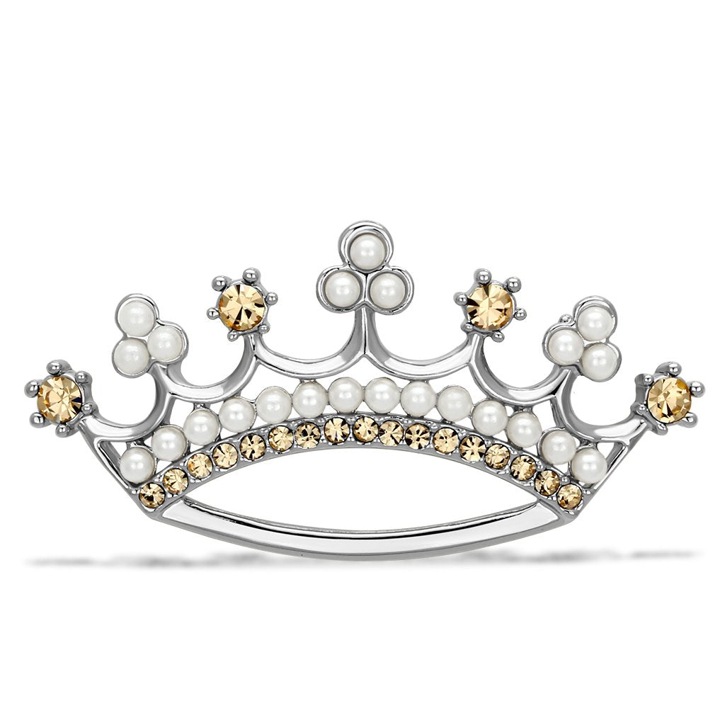 LO2838 - Imitation Rhodium White Metal Brooches with Synthetic Pearl in White-0