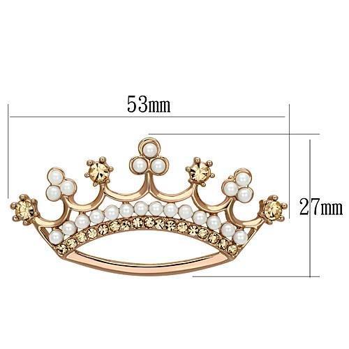 LO2839 - Flash Rose Gold White Metal Brooches with Synthetic Pearl in White-1