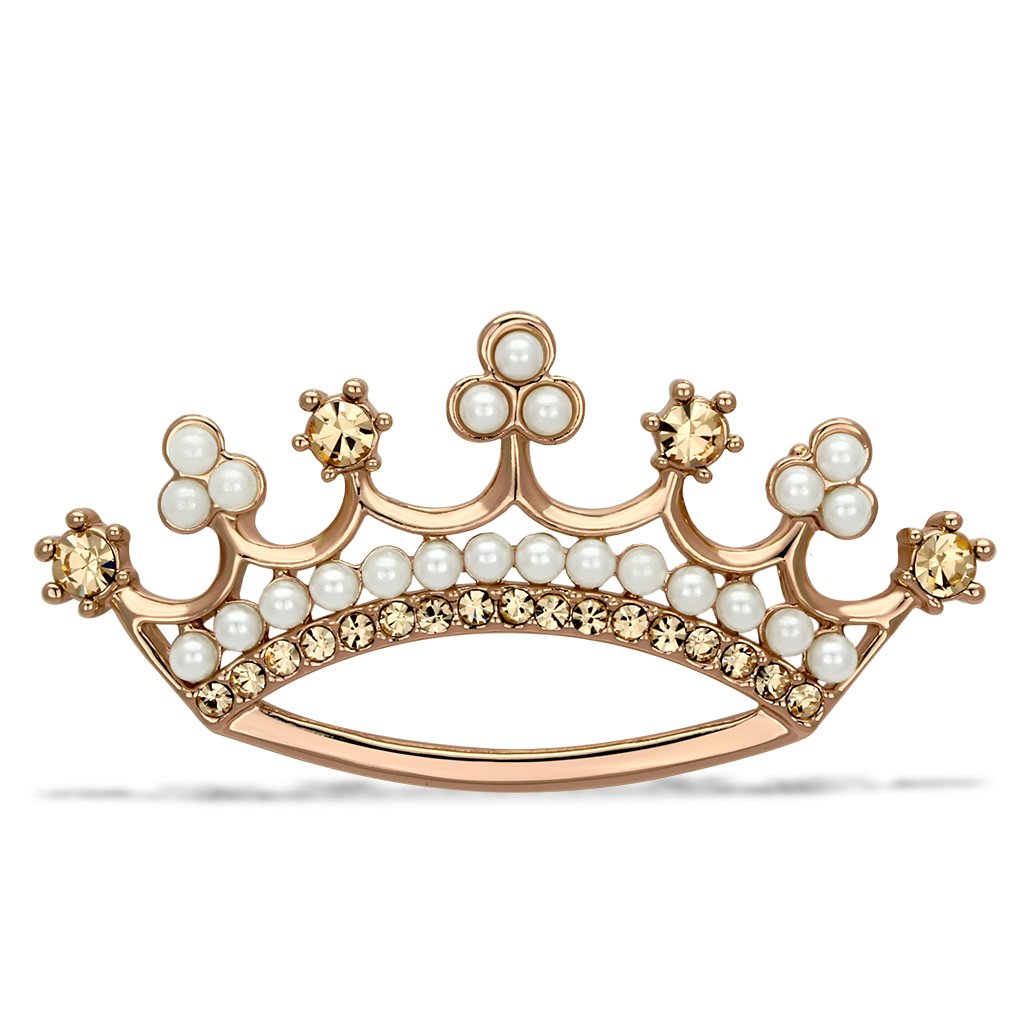 LO2839 - Flash Rose Gold White Metal Brooches with Synthetic Pearl in White-0