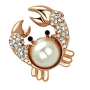 LO2843 - Flash Rose Gold White Metal Brooches with Synthetic Pearl in White-0