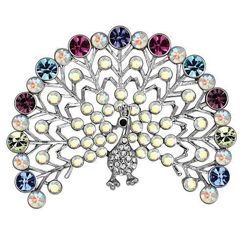 LO2848 - Imitation Rhodium White Metal Brooches with Top Grade Crystal  in Multi Color-0