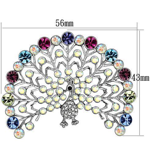 LO2848 - Imitation Rhodium White Metal Brooches with Top Grade Crystal  in Multi Color-1