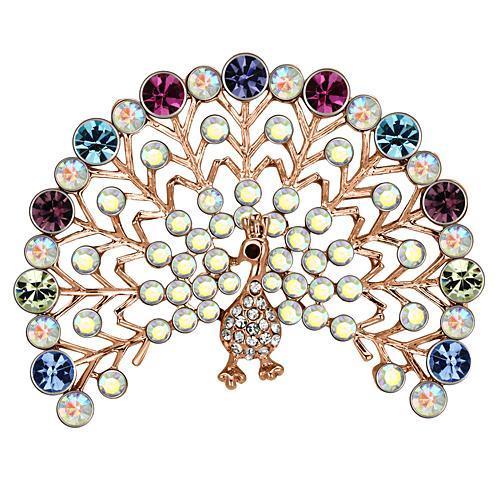 LO2849 - Flash Rose Gold White Metal Brooches with Top Grade Crystal  in Multi Color-0