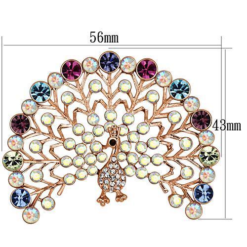 LO2849 - Flash Rose Gold White Metal Brooches with Top Grade Crystal  in Multi Color-1
