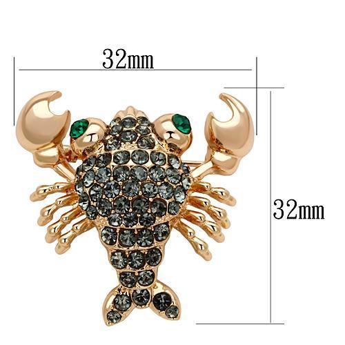 LO2851 - Flash Rose Gold White Metal Brooches with Top Grade Crystal  in Emerald-1