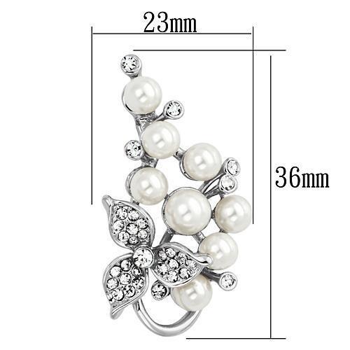 LO2852 - Imitation Rhodium White Metal Brooches with Synthetic Pearl in White-1