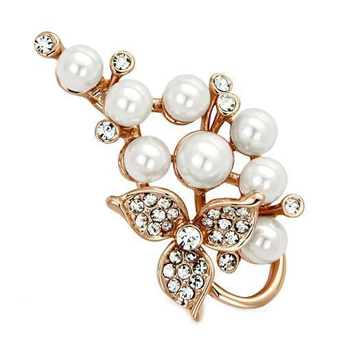 LO2853 - Flash Rose Gold White Metal Brooches with Synthetic Pearl in White-0