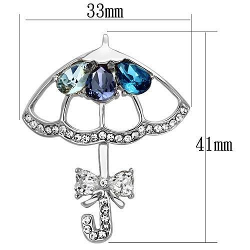 LO2854 - Imitation Rhodium White Metal Brooches with Synthetic Glass Bead in Multi Color-1