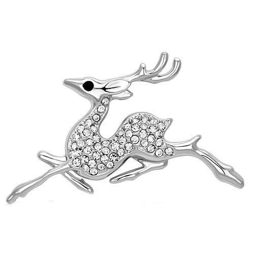 LO2858 - Imitation Rhodium White Metal Brooches with Top Grade Crystal  in Clear-0