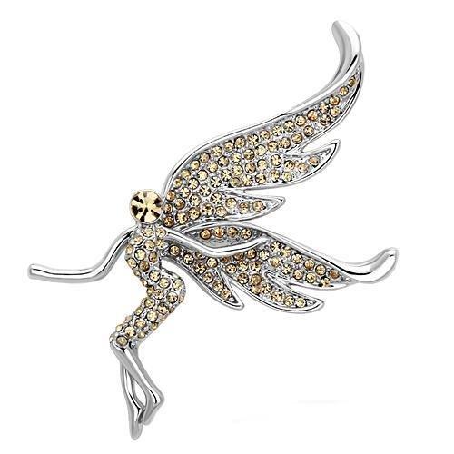 LO2862 - Imitation Rhodium White Metal Brooches with Top Grade Crystal  in Champagne-0