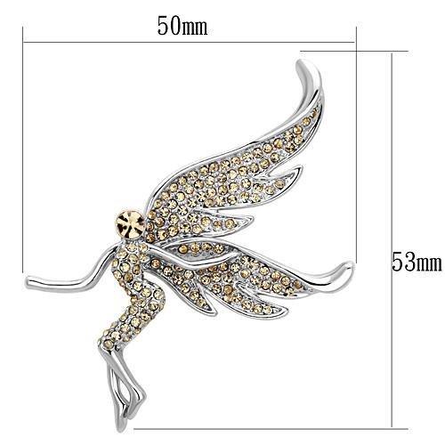 LO2862 - Imitation Rhodium White Metal Brooches with Top Grade Crystal  in Champagne-1